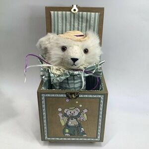 White Teddy Bear in Decorative Box